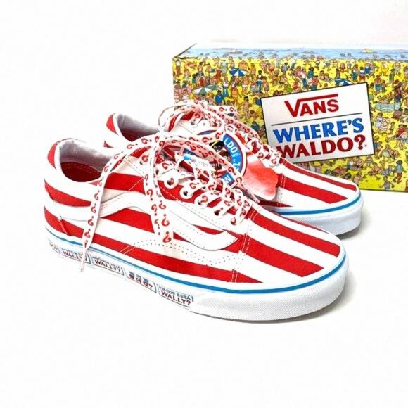 💖MEGA SALE💖VANS x Where's Waldo Red White Old VN0A3WKT3UV Women's Low Skool - Picture 3 of 15